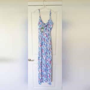 Lilly Pulitzer Colorful Sailboat Print Maxi Dress Size M - New With Tags